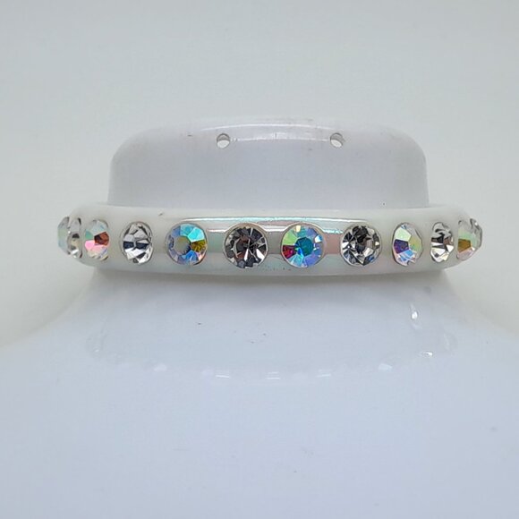 bohemian White opal Acryiic Plastic clear & ab Rhinestone partyBangle Bracelets - Picture 3 of 3